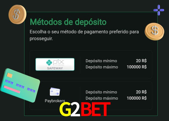 O cassino G2Bet oferece uma grande variedade de métodos de pagamento